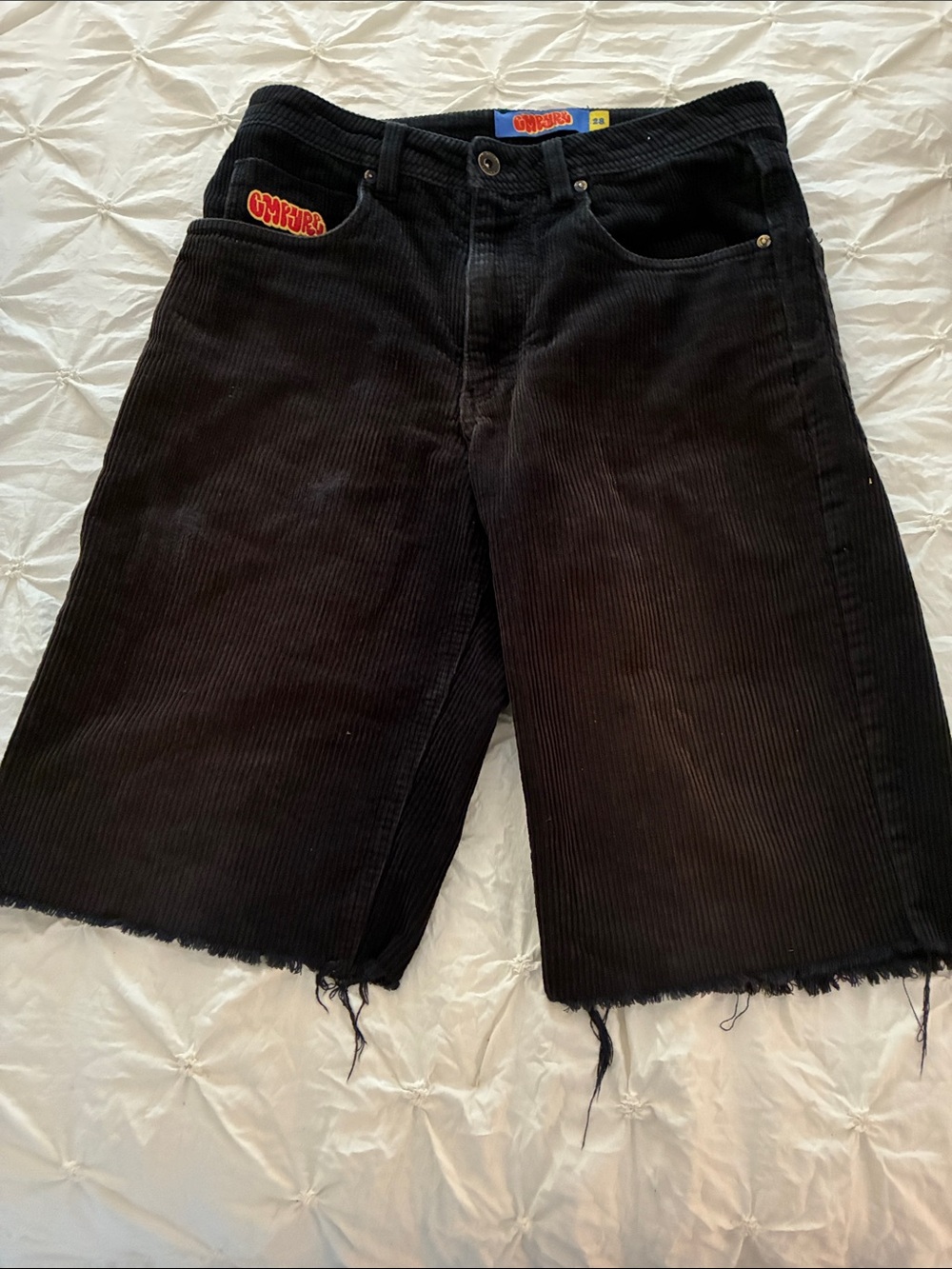 Empyre Black Corduroy Raw-Hem Flat Front Shorts